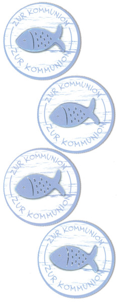 Sticker, Fisch Kommunion, Blau