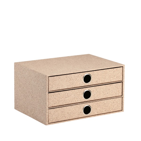 3er Schubladenbox für A4, Cacao
