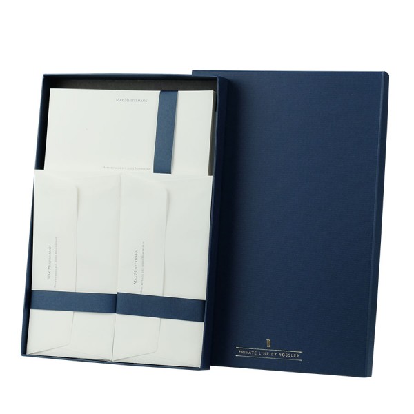 Briefpapierbox personalisiert, Weißer Inhalt, Blau