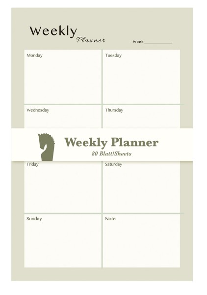 Easy Planning Weekly Planner, Sage / 80 Blatt, bedruckt