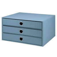 3er Schubladenbox für A4, Denim-Blau